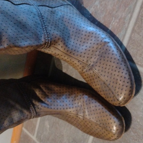 Prada Brown silver metal logo under the knee leather cut out boots size37.5 - Picture 4 of 11